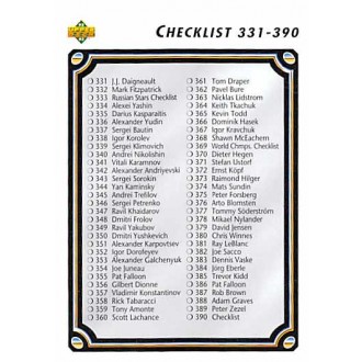 Řadové karty - Checklist 331-440 - 1992-93 Upper Deck No.390