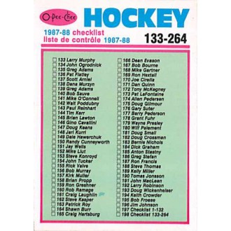 Řadové karty - Checklist 133-264 - 1987-88 O-Pee-Chee No.198